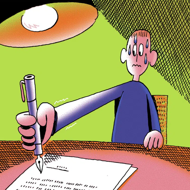 illustration of a man signing a contract